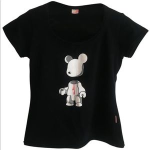 Black T-shirt with Printed Bloody Bear, Like New Condition, Size Medium
